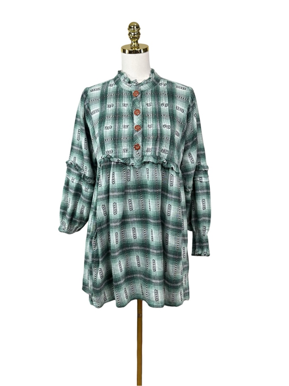 Woman’s Free People flannel plaid babydoll dress or a long top sz S